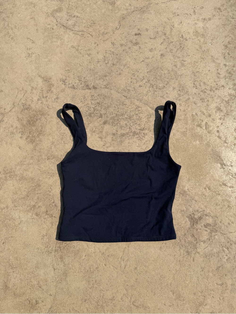 Garage Navy Square Neck Athletic Crop Tank Top - Women